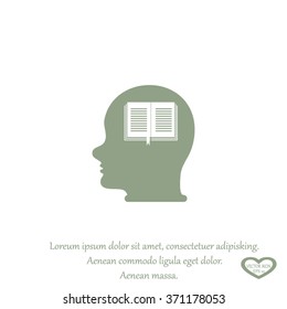 Human head book. Education, learning and knowledge concept.