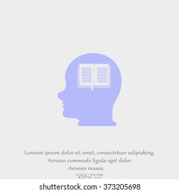 Human head book. Education, learning and knowledge concept.