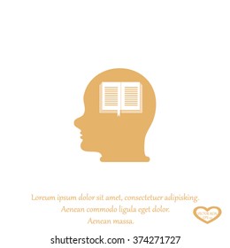 Human head book. Education, learning and knowledge concept.