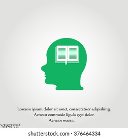 Human head book. Education, learning and knowledge concept.