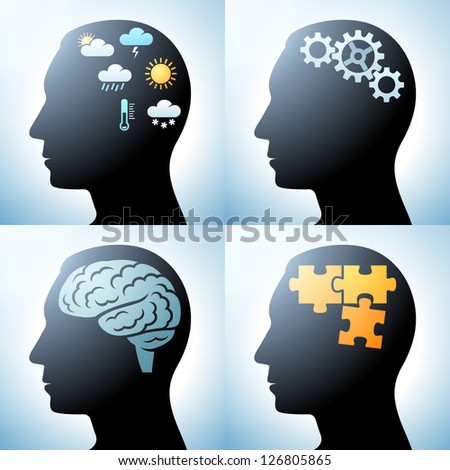 Human head with brain concepts, eps10 vector