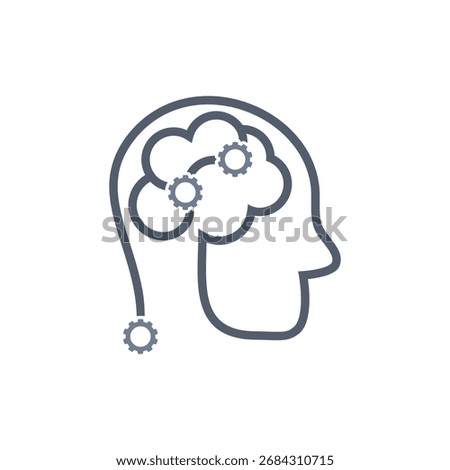 Human head brain and gear icon isolated on white background
