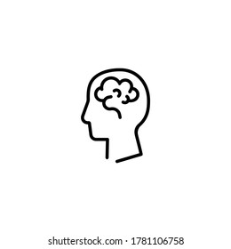 Cabeza humana con icono cerebral, símbolo en línea. Vector de fondo blanco aislado. EPS 10.