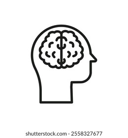 Human head with the brain icon Symbol mark in Outline style
