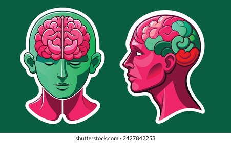 Cabeza humana con ilustración cerebral