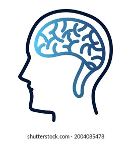 icono aislado del cerebro de la cabeza humana