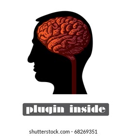human head with brain isolated illustration