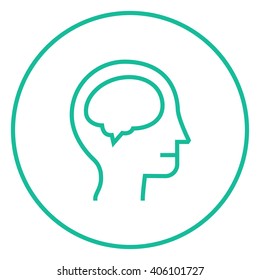 Human head with brain line icon.