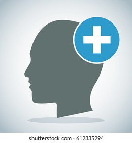 human head brain medical cross concept