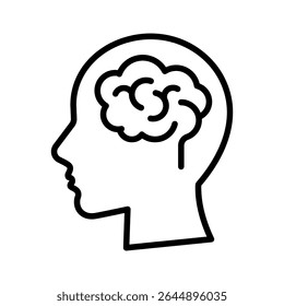 Human head with brain outline icon for infographic, website or app. Neurology isolated vector illustration. Thinking, mind, creative concept