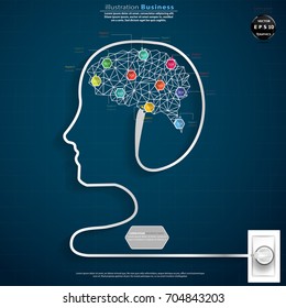 Human Head  - Brain  Polygon  Shape  -  modern design Idea and Concept  Vector illustration Business  Infographic template with Icon Colorful variety  Text 10%-100%.