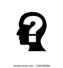 Human head with brain in shape of question mark - vector illustration 