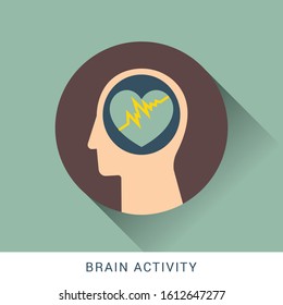 Human Head And Brain Silhouette With Broken Heart As Mental Disorder, Depression Or Heartbreak Concept