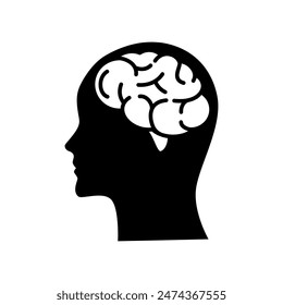 Human head with brain silhouette icon