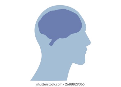 Cabeza humana con diseño de concepto de mente de silueta cerebral. Plantilla de mente de cabeza de hombre de silueta de Vector. Ilustración vectorial