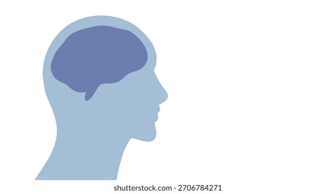 cabeça humana com design de conceito de mente de silhueta cerebral. silhueta vetorial cabeça homem modelo de mente. Ilustração vetorial