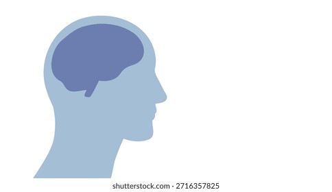 Cabeza humana con diseño de concepto de mente de silueta cerebral. Plantilla de mente de cabeza de hombre de silueta de Vector. Ilustración vectorial