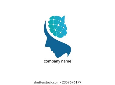 Human head brain silhouette thin  logo or icon design template