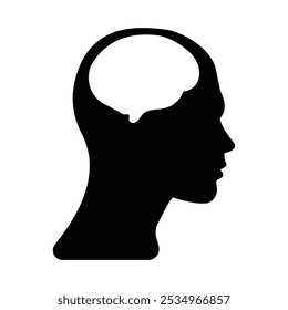 ilustração de design de vetor de silhueta cerebral da cabeça humana