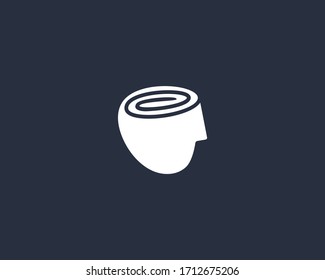 Human head brain spiral vector logotype. Obsession roll toilet paper logo icon design modern illustration.