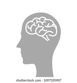 Human head and brain vector icon. Mind concept.