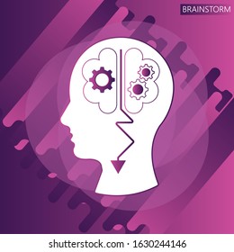 Human head and brain vector icon. Mind concept