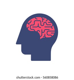 Human Head And Brain Vector Icon. Mind Concept.