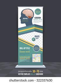 Human Head and Brainstorm Concept Business Roll-Up Banner Design, Advertising Vector Template 