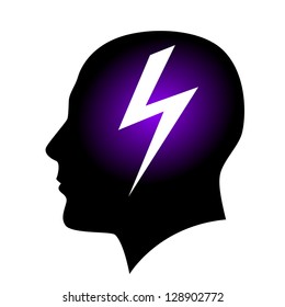Human head brainstorming. Illustration on white background for creative design