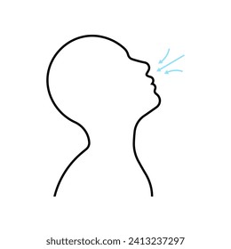 Human head breathing line art vector isolated on white background.