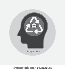 human head Bright idea icon concept - Illustration