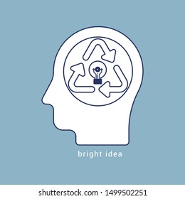 human head Bright idea icon concept - Illustration