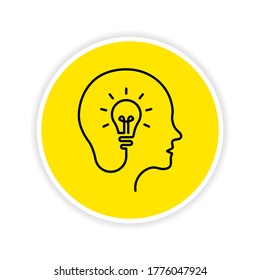 Human head with bulb. Creating a new idea icon. Innovation symbol concept isolated on white background. Vector illustration