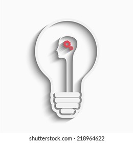 Human head in a bulb creating a new idea. Creative Idea. vector.