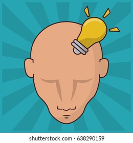 human head with bulb idea concept, creativity thinking image