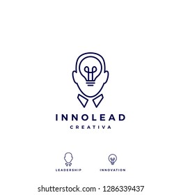 human head bulb lamp idea think logo vector icon illustration