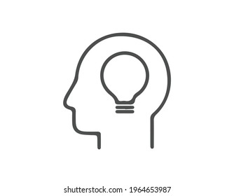 Human head bulb lamp logo vector idea smart icon. Head idea icon vector, solid illustration, pictogram isolated on white. Editable Stroke. EPS 10