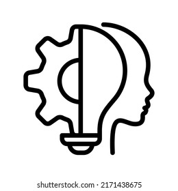 Human head bulb lamp logo vector idea smart icon. Head idea icon vector illustration