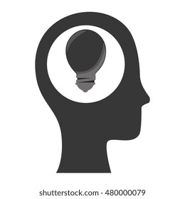 human head with bulb light energy