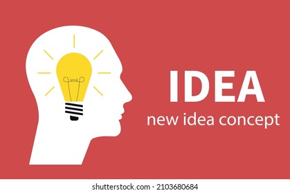 human head and burning light bulb.New bright idea. new idea concept.Good idea concept.