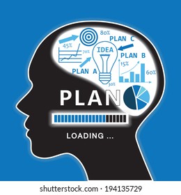 Human head with business ideas
