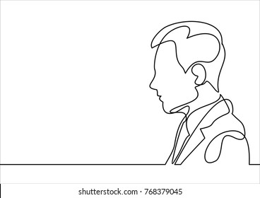 human head, businessman avatar vector line - continuous line drawing