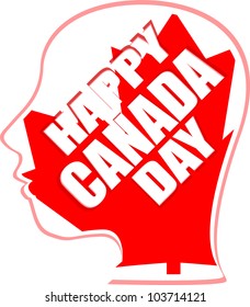 human head in canada flag - happy canada day