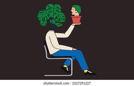 human head changing plant wallpaper