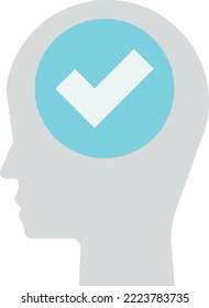 human head and check mark illustration in minimal style isolated on background