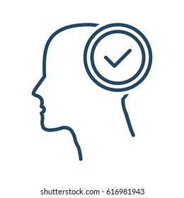 Human head with a check mark vector icon in meaning Approved Decision