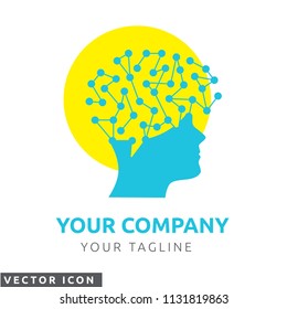 Human head with circuit brain logo/icon