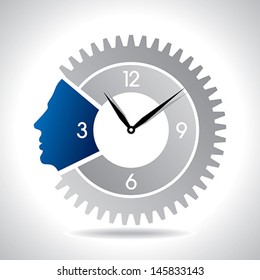 human head with clock gear 