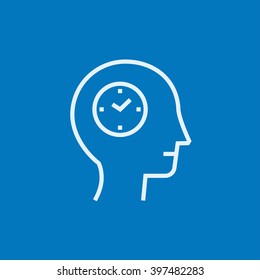 Human head with clock line icon.