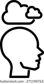Cabeza humana con la nube por encima – sentimiento triste